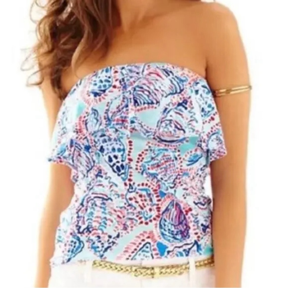 LILY PULITZER Seashell multicolor ruffle tube top size XS/S
